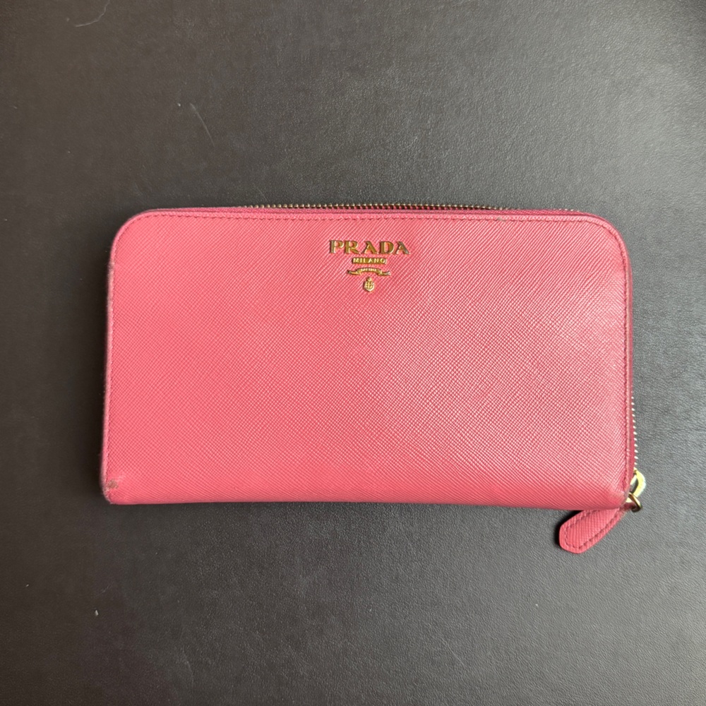 Prada Bruyere Pink Saffiano Leather Large Wallet